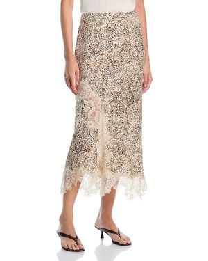 Aqua Lace Inset Midi Skirt - Natural