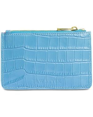 F & W Style Carrie Croc Embossed Leather Card Holder - Blue