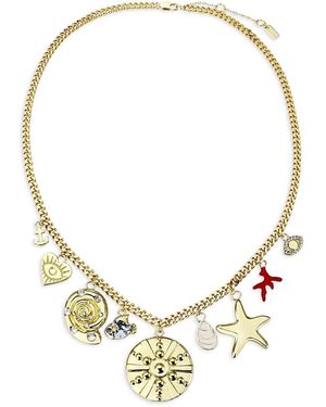 Aqua Nautical Charm Necklace, 20-22 - Metallic
