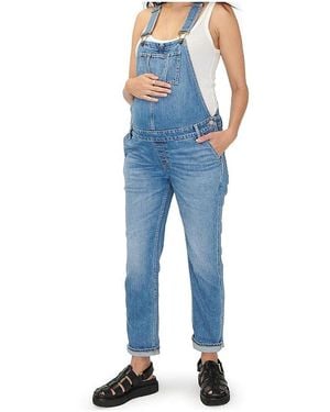 Hatch Collection Denim Maternity Overall - Blue