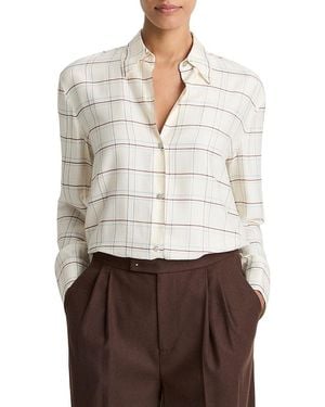 Vince Checked Plaid Button Front Shirt - White