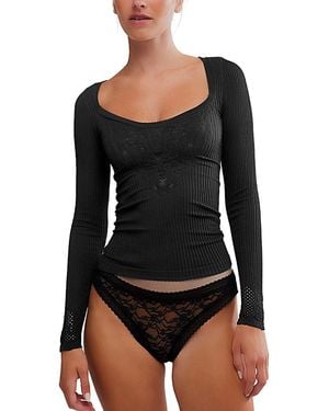 Free People Dynamic Duo Long Sleeve Top - Black