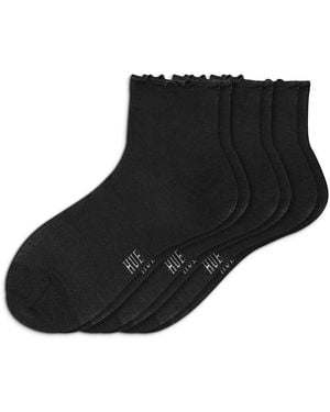 Hue Ruffle Edge Ankle Socks, Pack Of 3 - Black