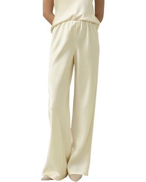 LILYSILK Full Bias Cut Silk Pants - Natural