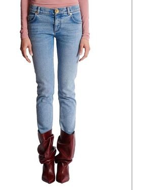 Balmain Skinny Faded Washed Denim Jeans - Blue