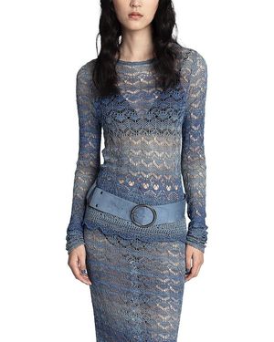 Anna Sui Ombre Space Dye Crochet Top - Blue