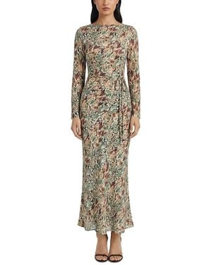 Donna Morgan Long Sleeve Printed Dress - Metallic