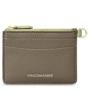 Maison De Sabre Leather Zipped Card Pouch - Gray