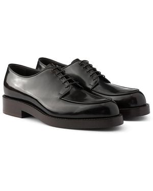 Prada Brushed Leather Derby Shoes - Black