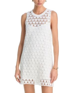 Aqua Fan Crochet Mini Dress - White