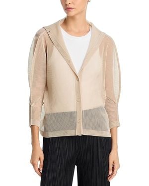 Pleats Please Issey Miyake Tatami Textured Cardigan - Natural