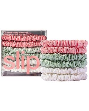 Slip Pure Silk Skinny Scrunchies, Set Of 6 - Pink