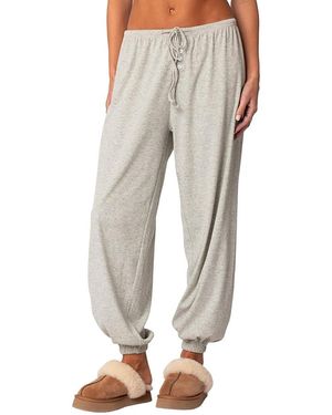 Edikted Rosanna Waffle Pajama Sweatpants - Natural