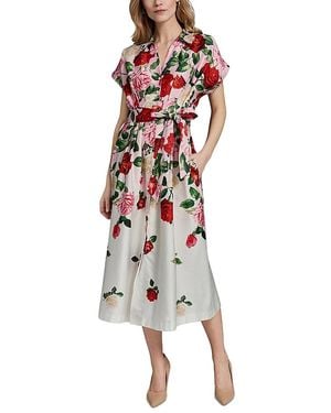KARL LAGERFELD Surplice Body Self Tie Floral Dress - White