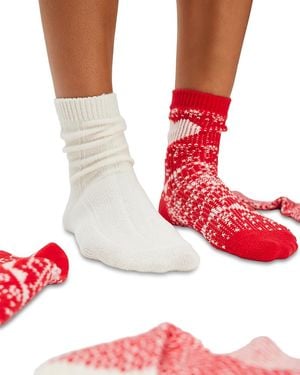 Free People Nordic Knit Ankle Socks - Red