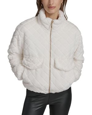 Marc New York Quilted Faux Fur Bomber Jacket - Gray