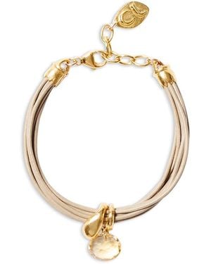Chan Luu Gemstone Charm Multi Strand Leather Flex Bracelet - Metallic
