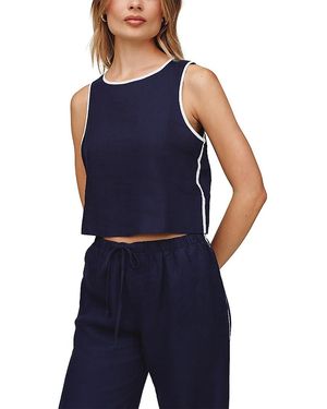 Bella Dahl Contrast Keyhole Tank Top - Blue