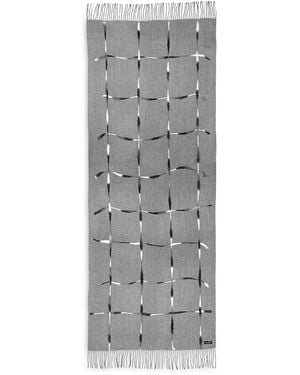 Fraas Punch Needle Windowpane Scarf - Gray