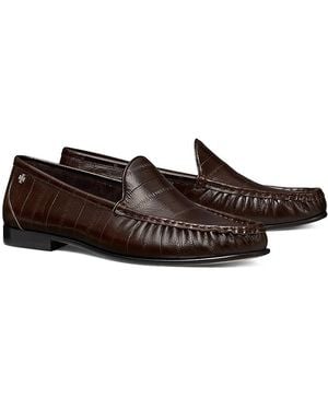 Tory Burch Classic Ruched Leather Loafers - Brown