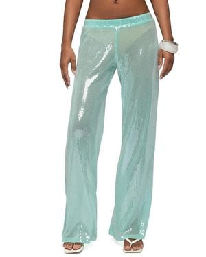 Edikted Avalee Sequin Wide Leg Pants - Green