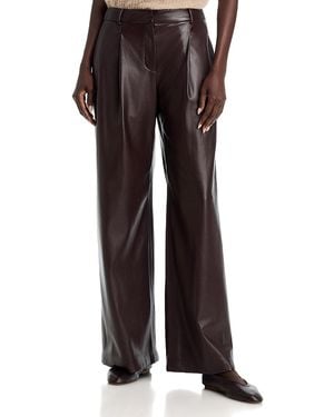 BOSS Tiana Faux Leather Wide Fit Pants - Black
