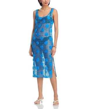 MILLY 3D Crochet Cover Up Dress - Blue