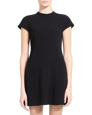 Theory High Neck Raglan Sleeve Mini Dress - Black