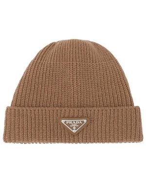 Prada Wool And Cashmere Beanie - Brown