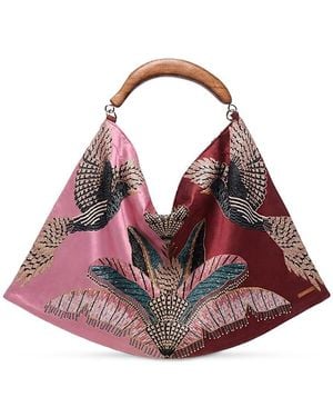 FARM Rio Extra Large Satin Scarf Hobo Bag - Pink