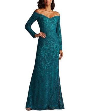 Tadashi Shoji Ishana Off-Shoulder Embroidered Gown - Blue