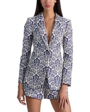 Alice + Olivia Breann Long Fitted Blazer - Blue
