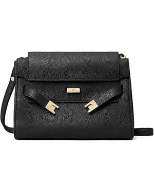 Tory Burch Lee Radziwill Leather Shoulder Bag - Black
