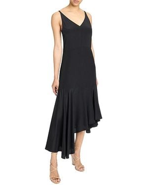 Santorelli Davin Sleeveless Asymmetric Fit And Flare Silk Midi Dress - Black
