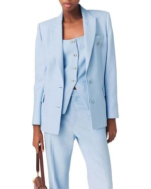 Maje Vigalue Double Breasted Suit Jacket - Blue
