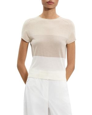 Theory Colorblocked Marino Wool T-Shirt - White