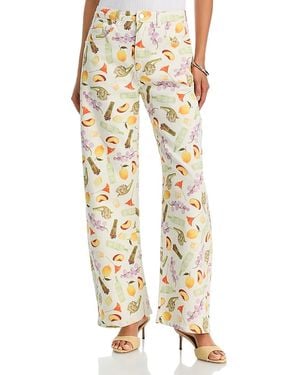 Aqua Printed High Rise Wide Leg Jeans - Natural