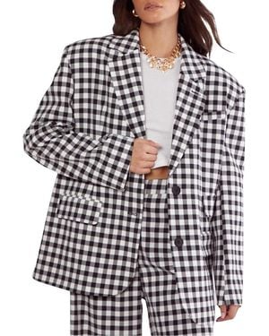 Nasty Gal Gingham Tailored Blazer - Black