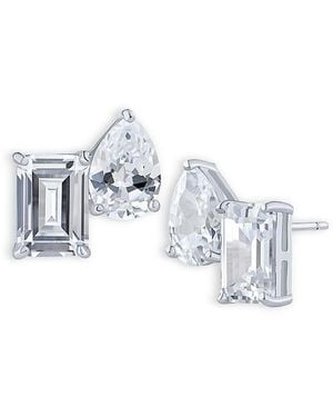 Kenneth Jay Lane Emerald Cut & Pear Shaped Cubic Zirconia Stud Earrings - White