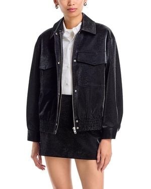 Wayf Walker Faux Leather Bomber Jacket - Black
