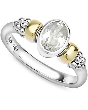 Lagos 14K & Sterling Signature Caviar Topaz Oval Ring - White