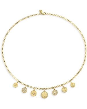 Sydney Evan 14K Fall 2026 Diamond Multi Charm Coin Pendant Necklace, 18 - Metallic