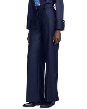 Sandro Ellington Wool Rhinestone Straight Leg Pants - Blue