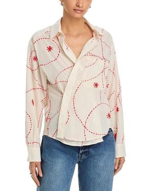 CISSA Relaxed Fit Long Sleeve Button Down Shirt - Natural