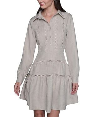 Karl Lagerfeld A Line Long Sleeve Dress - Grey