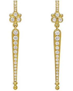 Temple St. Clair 18K Classic Diamond Baton Drop Earrings - Metallic