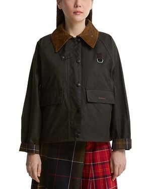 Barbour Spey Corduroy Collar Waxed Jacket - Black