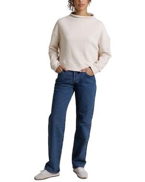 PERFECTWHITETEE Arden French Terry Mock Neck Sweatshirt - Blue