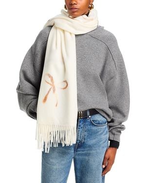 V. Fraas Punch Needle Bow Scarf - Grey