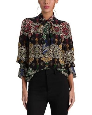 Alice + Olivia Lloyd Tie Neck Blouse - Black